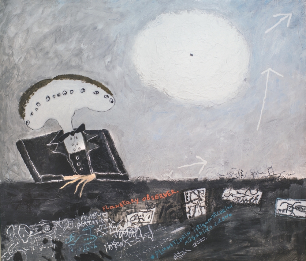 Altai Sadiqzadeh. OBSERVERS OF THE PLANETS. 2010. Canvas, oil paint. 170 x 145 cm