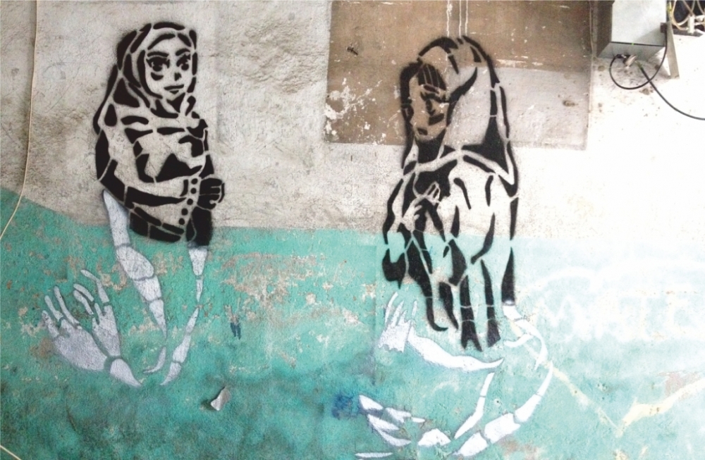 Samir Salahov. Water life. 2013. Stencil, sprayed paint. Variable size
